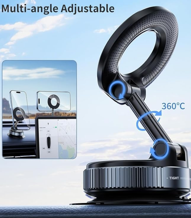 360° Vaccum Magnetic Phones Holder| Strong Suction Mount for Dashboard