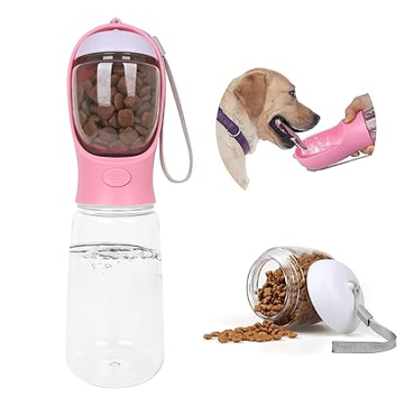 Dog Water Bottle | 2 in 1 | Leak Proof Portable Pet Water Bottle with Food Container