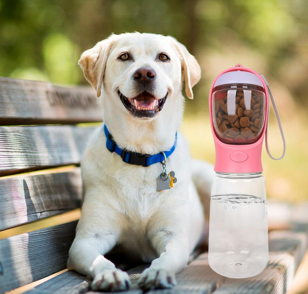 Dog Water Bottle | 2 in 1 | Leak Proof Portable Pet Water Bottle with Food Container
