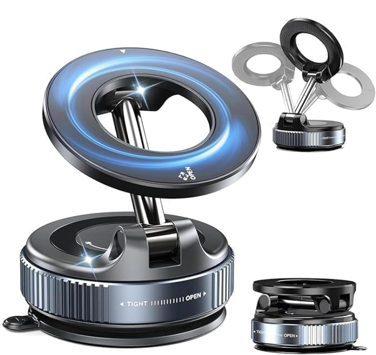360° Vaccum Magnetic Phones Holder| Strong Suction Mount for Dashboard