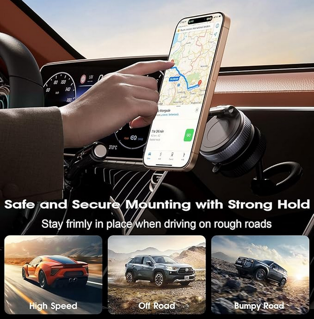 360° Vaccum Magnetic Phones Holder| Strong Suction Mount for Dashboard
