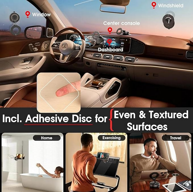 360° Vaccum Magnetic Phones Holder| Strong Suction Mount for Dashboard