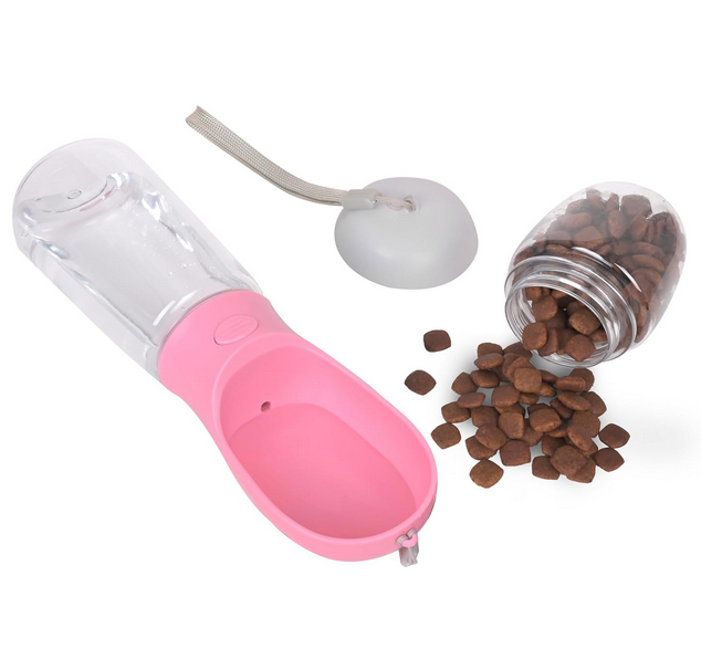 Dog Water Bottle | 2 in 1 | Leak Proof Portable Pet Water Bottle with Food Container