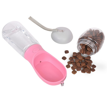 Dog Water Bottle | 2 in 1 | Leak Proof Portable Pet Water Bottle with Food Container