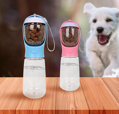 Dog Water Bottle | 2 in 1 | Leak Proof Portable Pet Water Bottle with Food Container